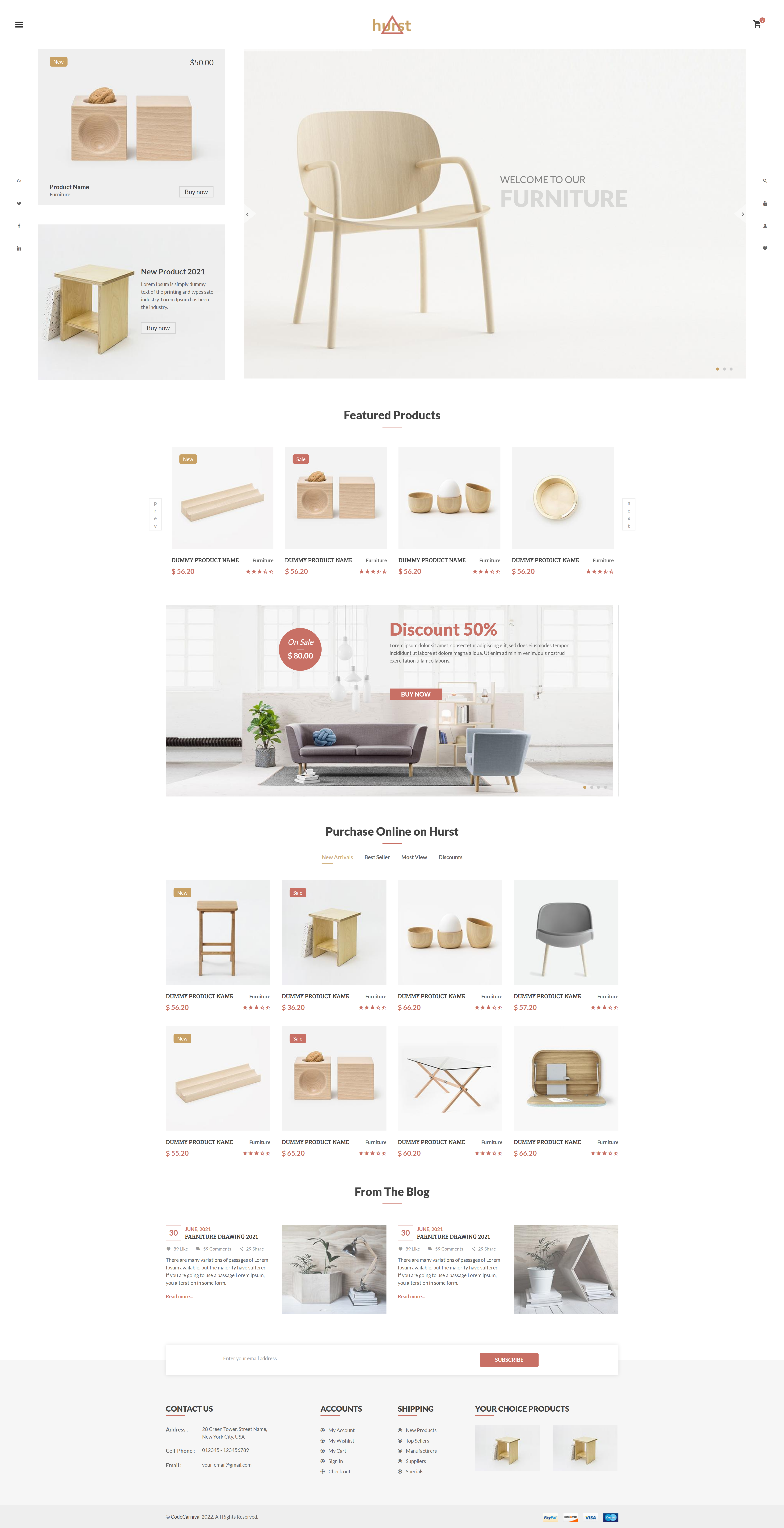 Html template website bán nội thất đồ gia dụng gia đình nội thất giá rẻ Hurst