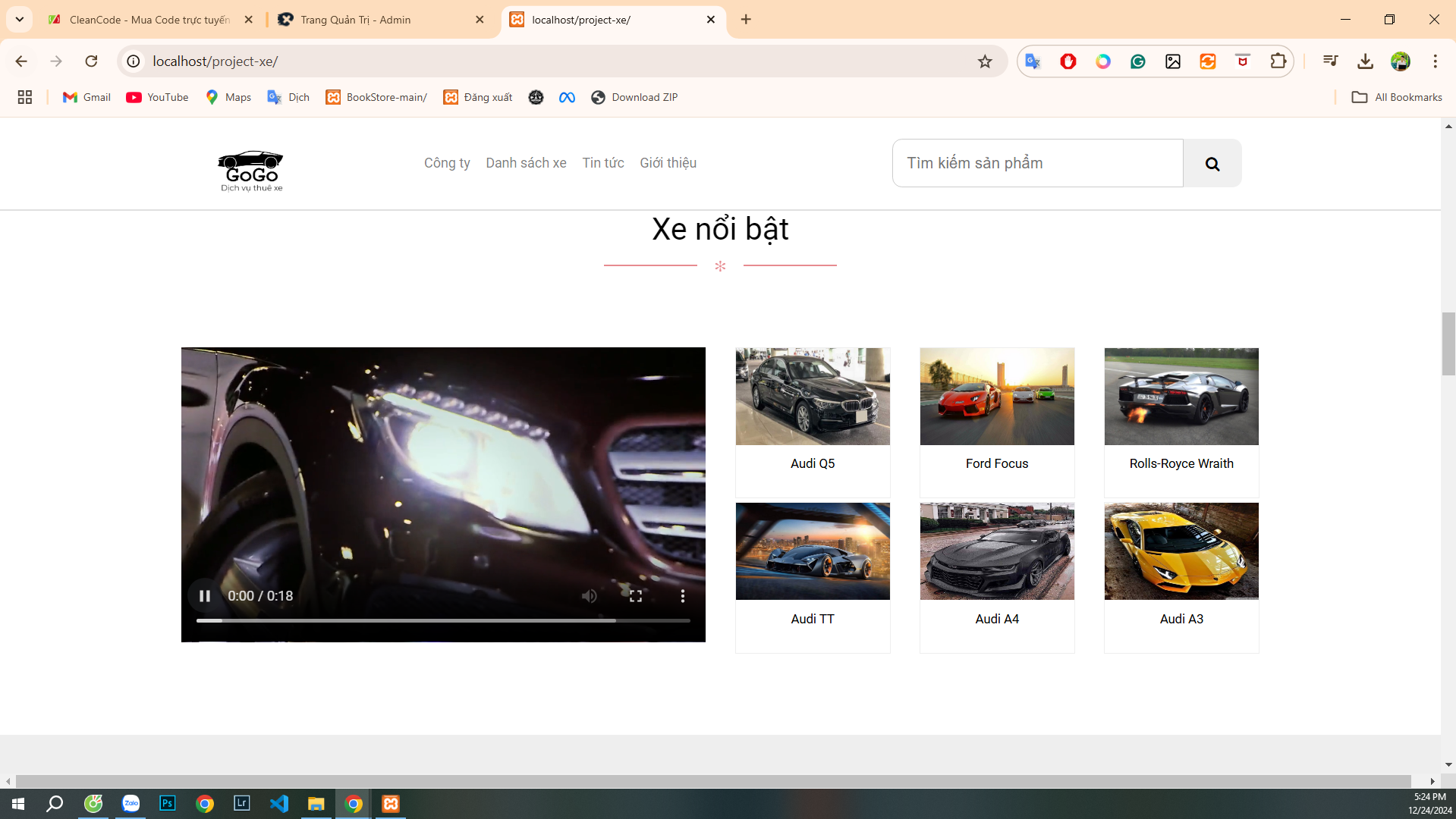 web cho thuê xe ô tô tự lái php mysql