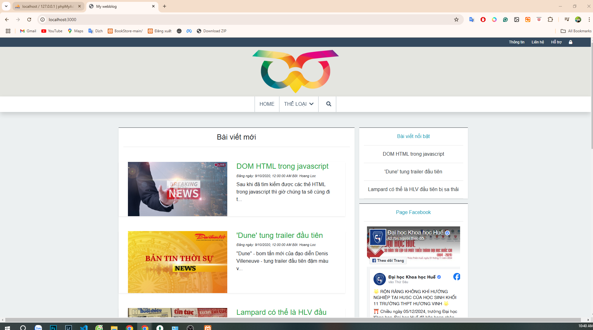 Code Website tin tức viết blog bằng Nodejs MySql có file báo cáo và hướng dẫn cài đặt
