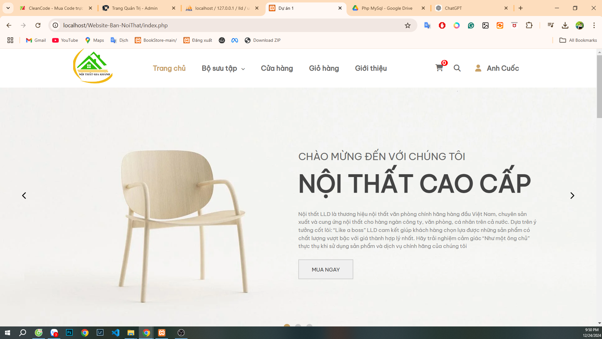 Web bán hàng giới thiệu sản phẩm Nội Thất Gia Dụng [PHP & MYSQL]