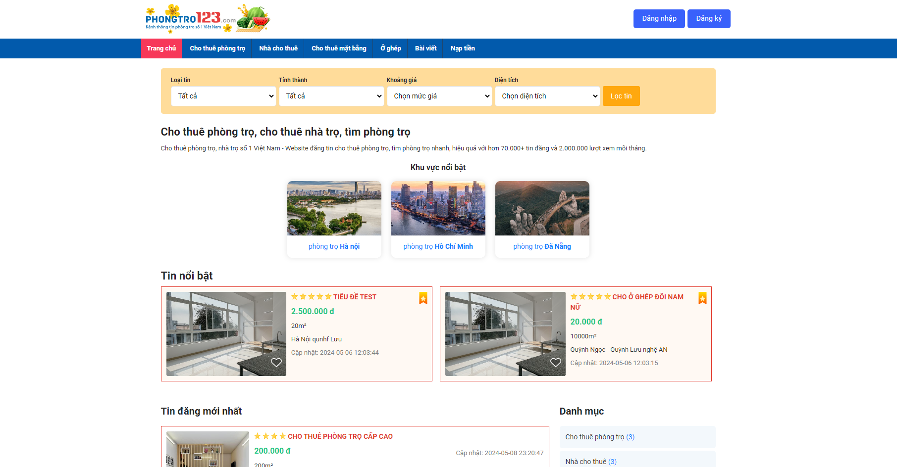 Full source code tìm kiếm phòng trọ [PHP-LARAVEL & MySQL] kèm báo cáo word