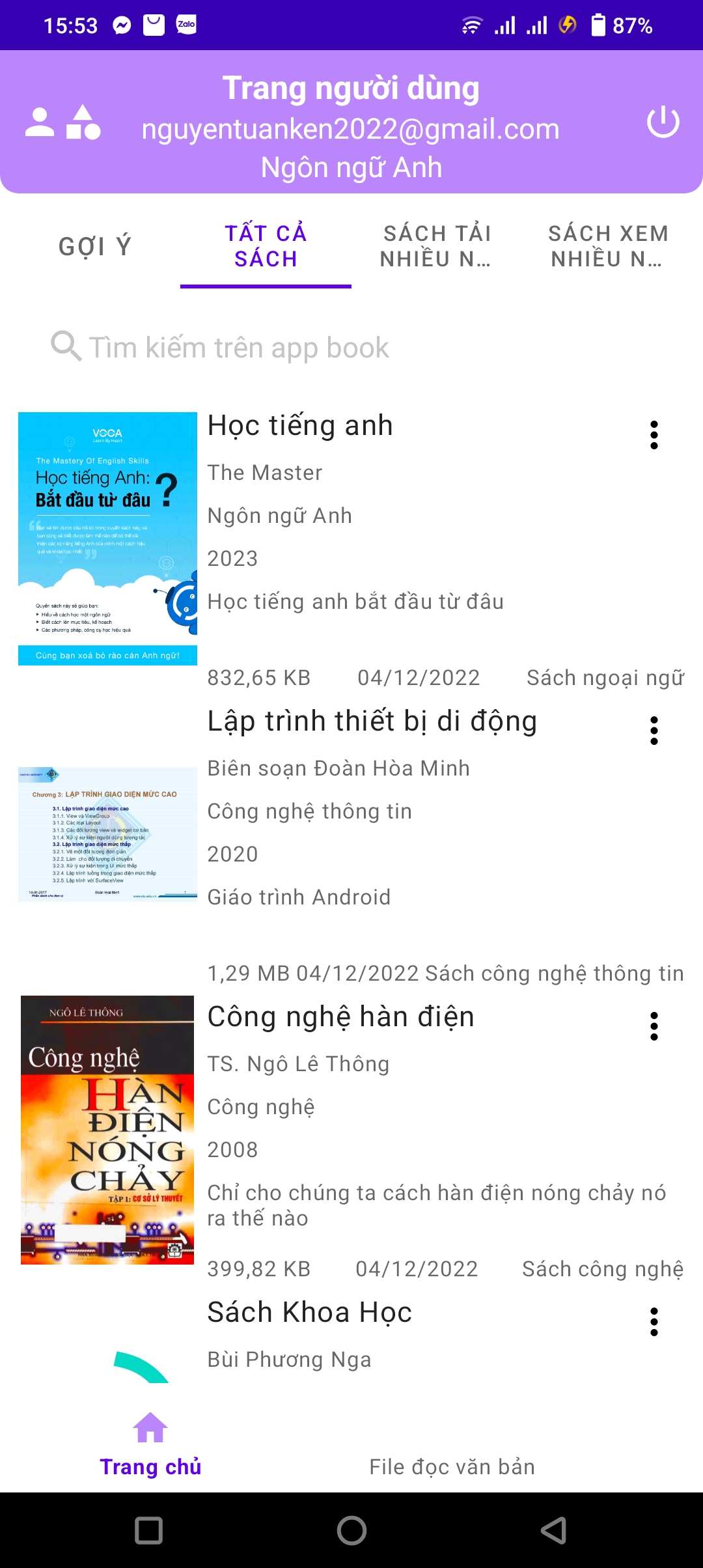 Xem 8 Ảnh demo Đồ án App Book Quản lý Sách (Android Native) - Admin Panel, Upload PDF, Xử lý giọng nói Text-to-Speech.