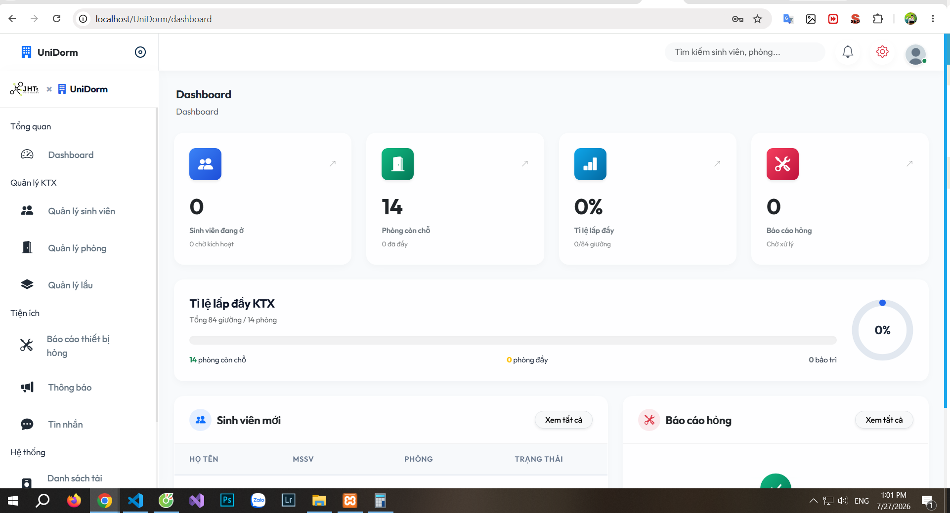Website Quản Lý Ký Túc Xá Unidorm PHP + Database MySQL Đồ án loại giỏi