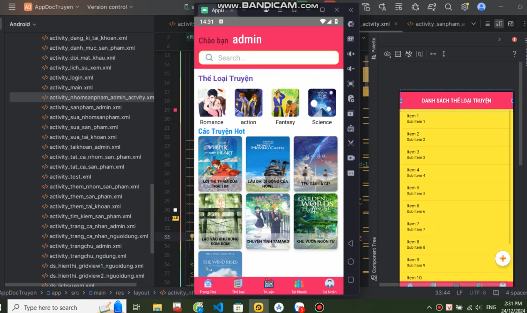 (ANDROID JAVA + SQLITE ) App đọc truyện tranh Anime có đầy đủ chức năng quản trị và người dùng.
