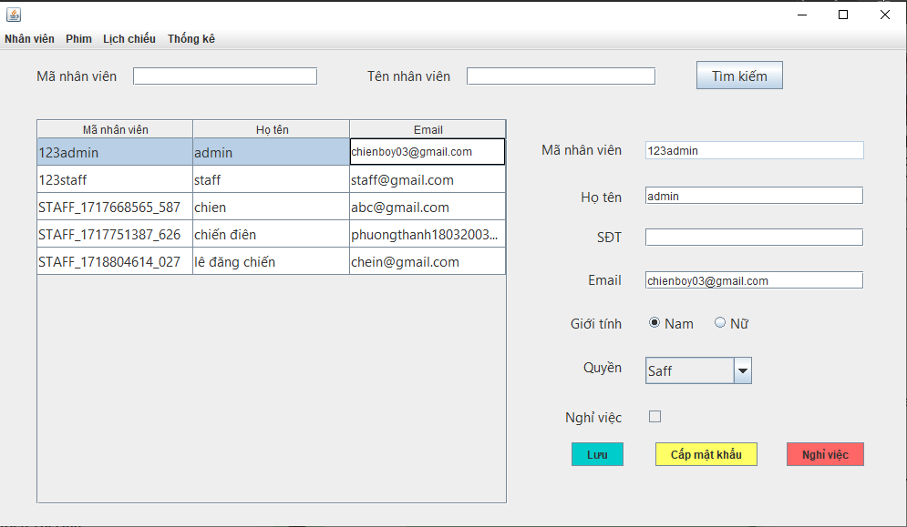 Source code JAVA SWING phần mềm quản lý và bán vé phim MVC + full báo cáo.