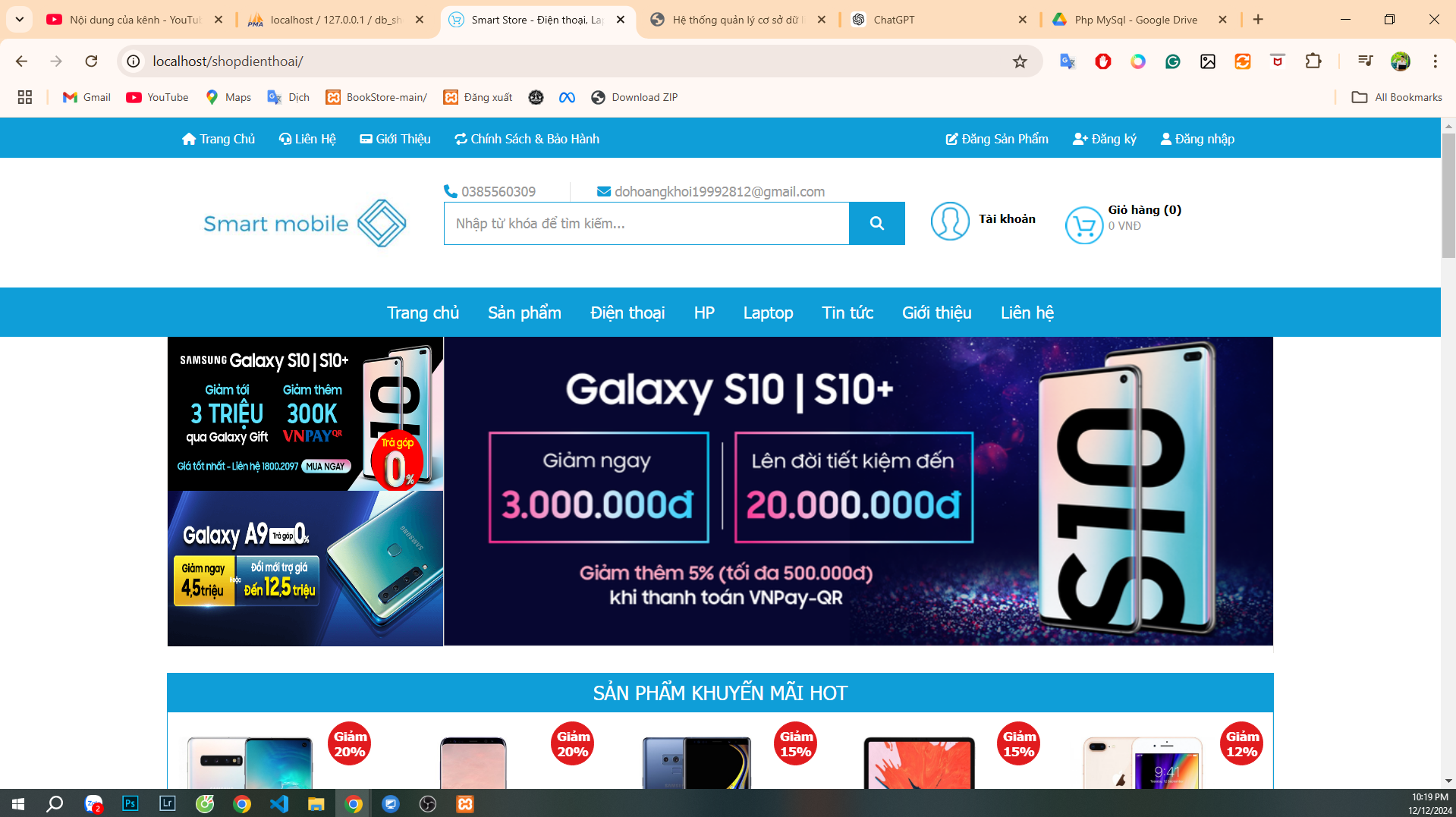 source code website bán hàng điện thoại laptop PHP MYSQL, có báo cáo