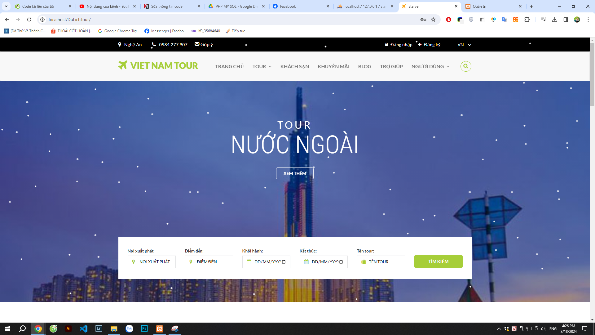 Code Website Đặt tour du lịch khách sạn [PHP & MySQL] Đồ án code  + PSD