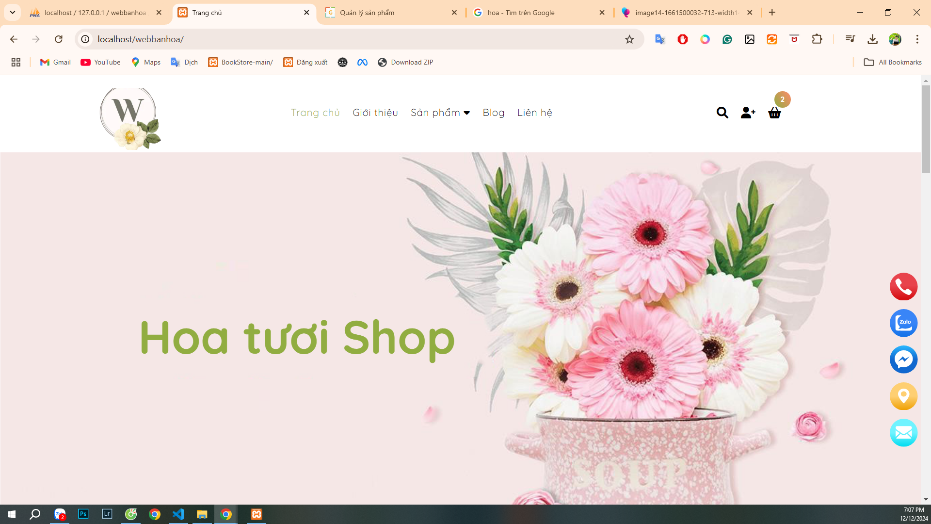 Source code web bán hoa Php MySql, có báo cáo