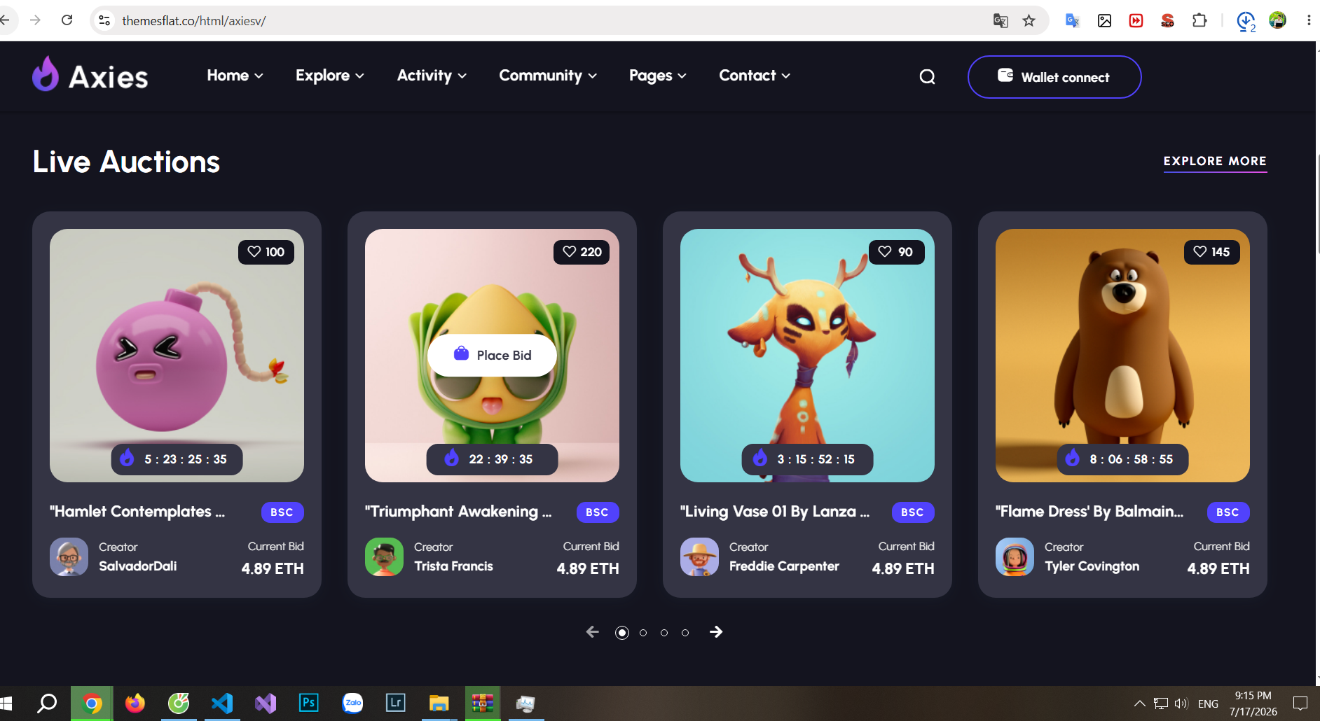 Website NFT Cripto game và thể thao điện tử trò chơi