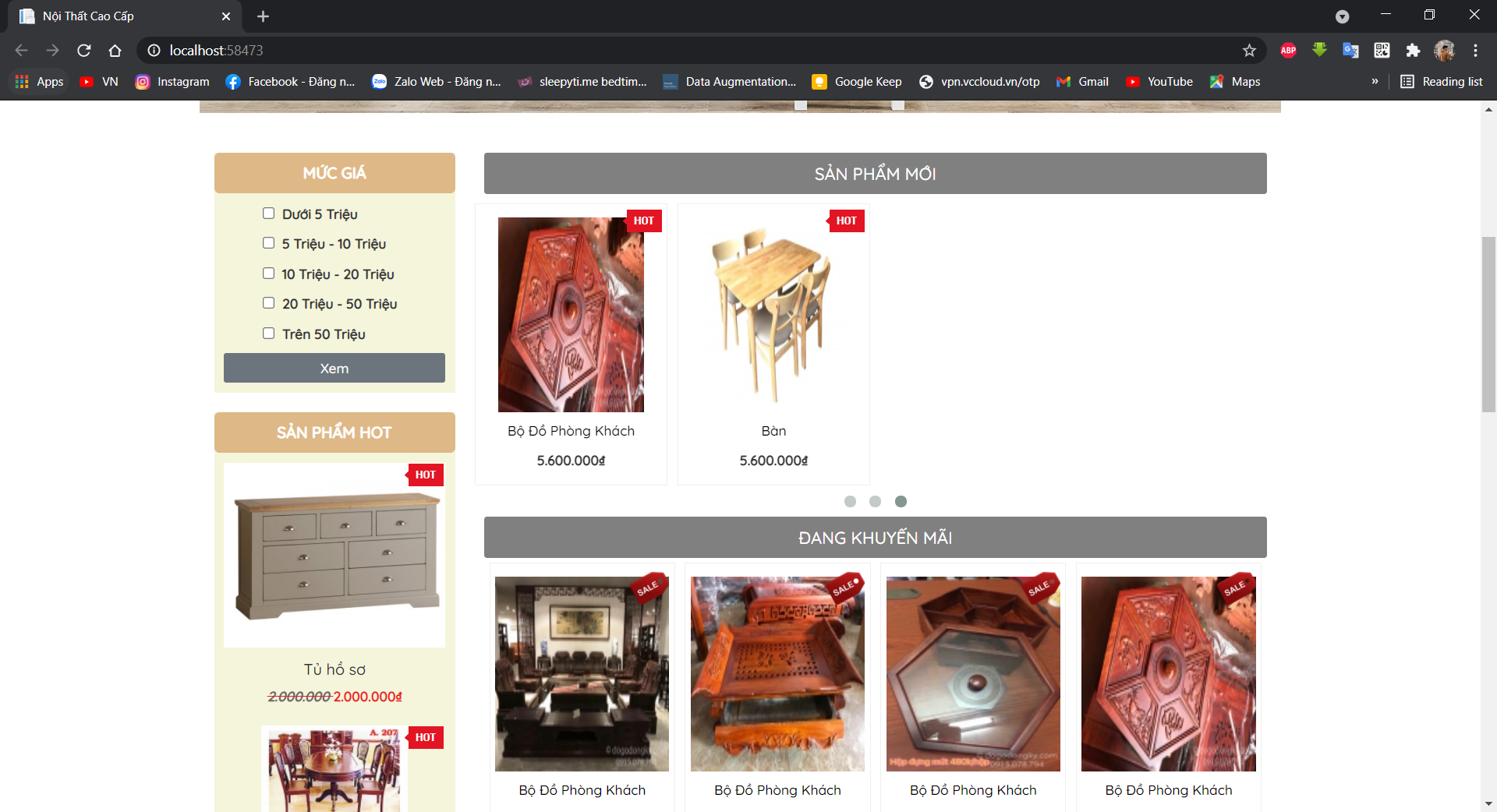 Full source code Website bán hàng nội thất + word báo cáo [Asp.net MVC + SQL server]