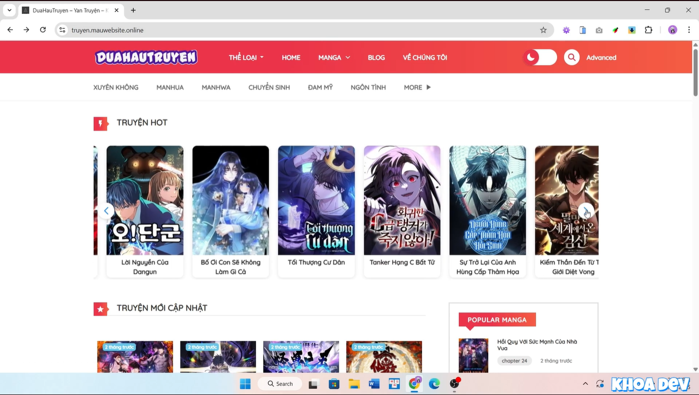 Theme wordpress website truyện tranh truyện chữ | Website đọc truyện online
