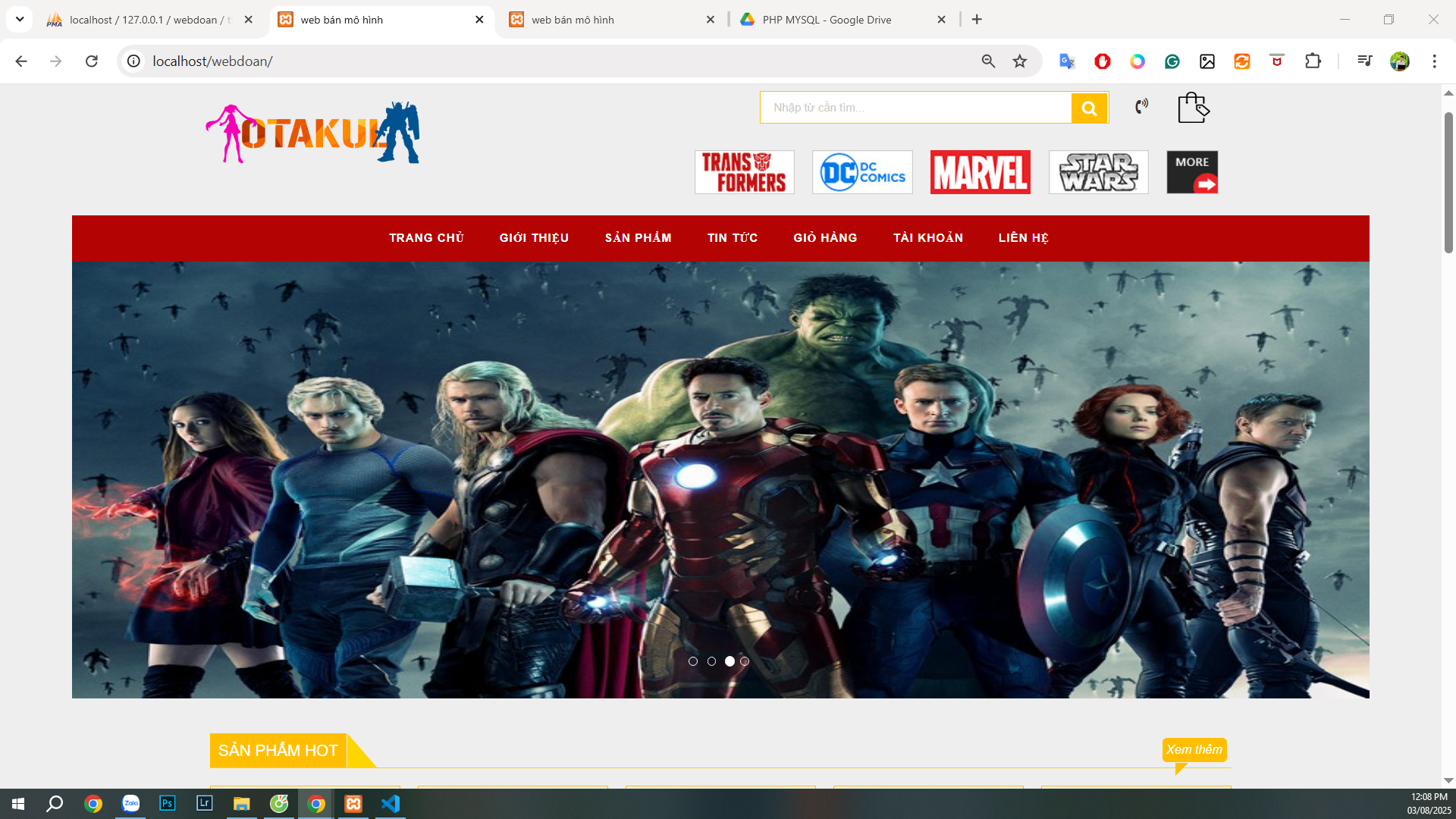 Website bán đồ chơi mô hình Php Mysql