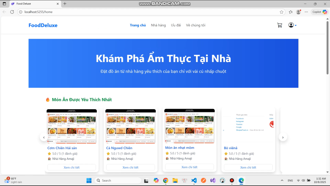 Full source code website đặt đồ ăn online