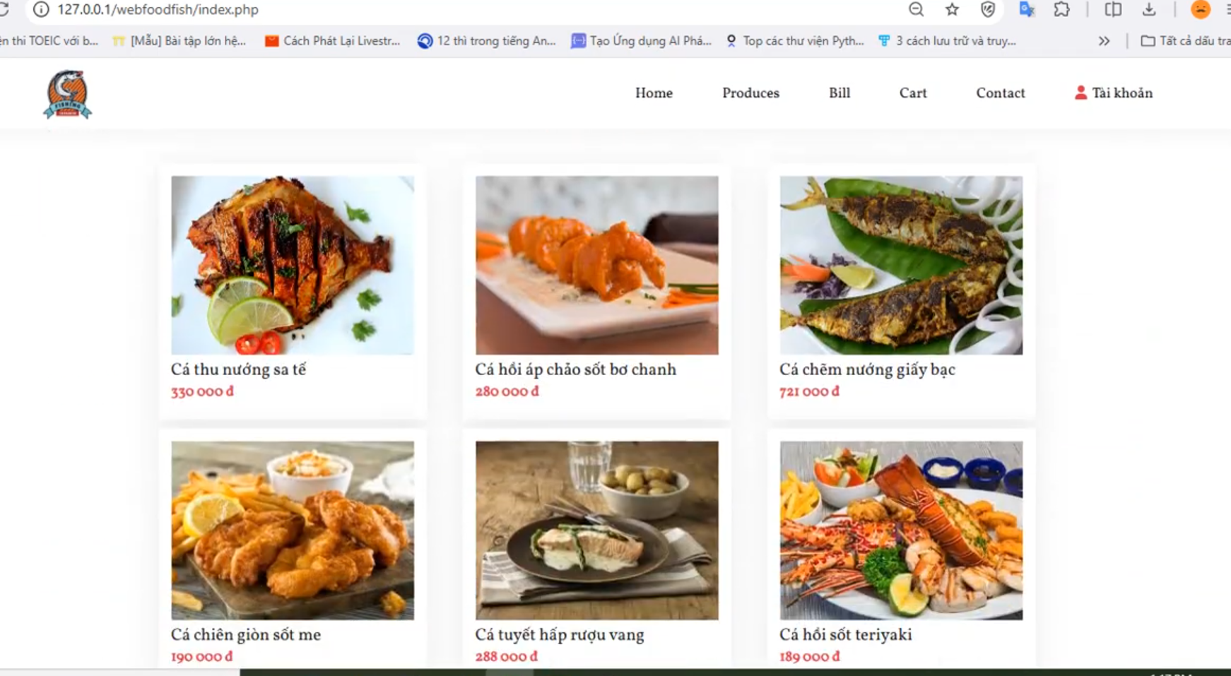 Đồ án website đặt đồ ăn FISH PHP & MYSQL đầy đủ chức năng quản trị và người dùng: giỏ hàng, đặt hàng,thêm, sửa, xóa sản phẩm