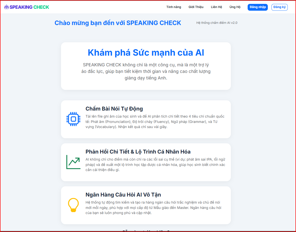 Source Code Website Học Tiếng Anh: Chấm Điểm Bài Nói AI & Làm Bài Trắc Nghiệm Online
