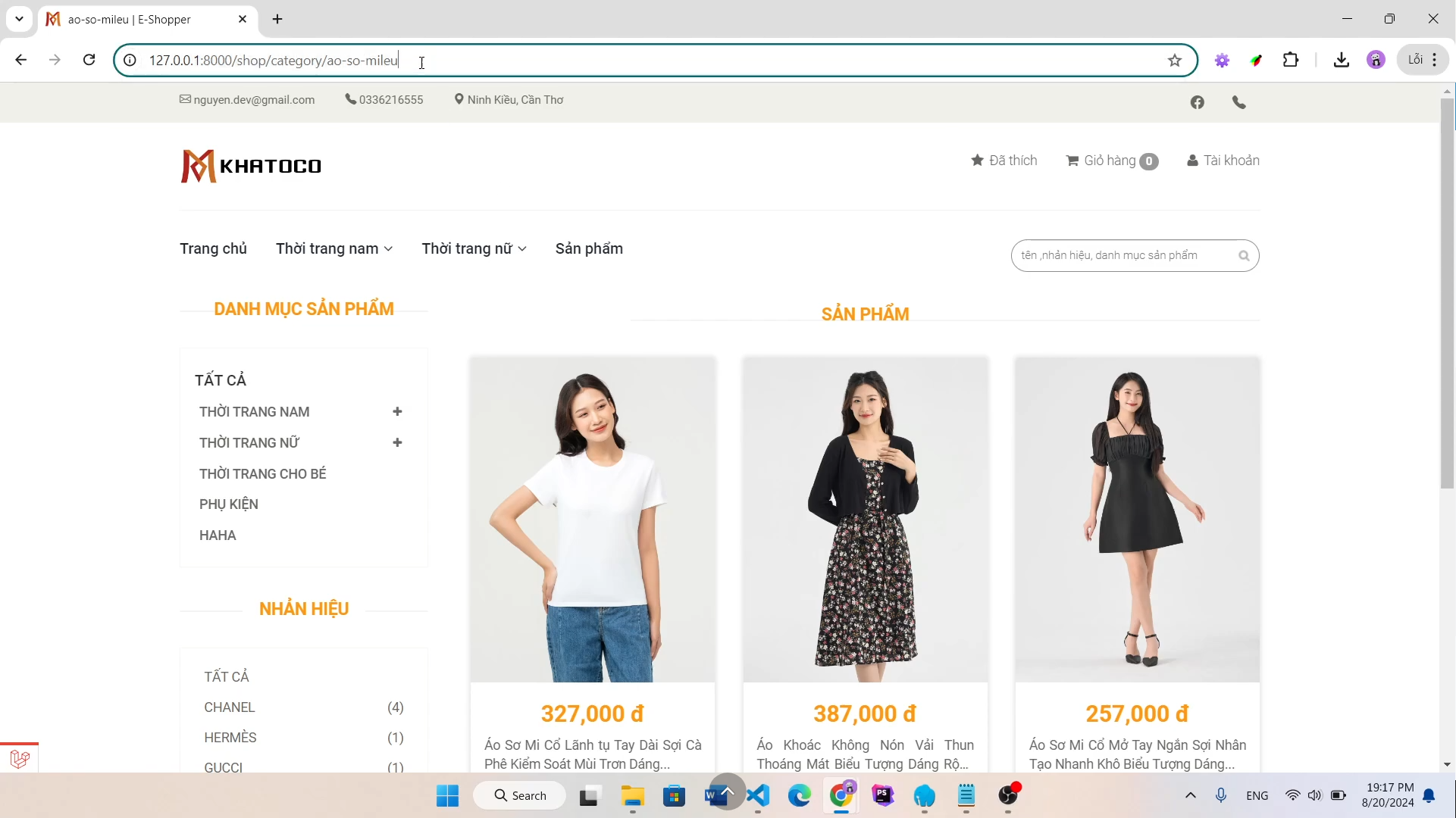 Source code website bán quần áo thanh toán Momo, VNPay, phân quyền người dùng, phân quyền quản trị