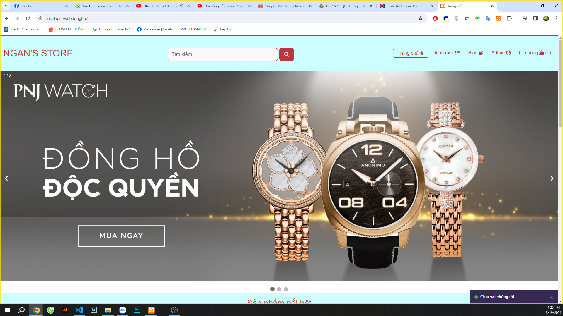 Source code website bán hàng Shop đồng hồ viết bằng [PHP & MySQL]