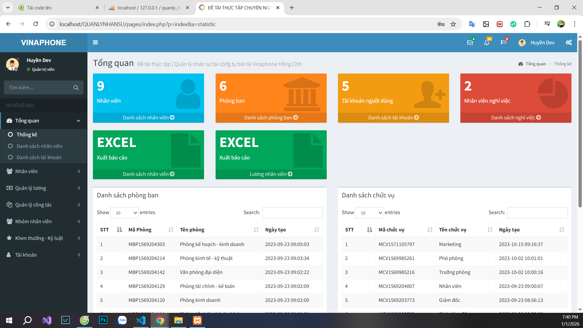 Website quản lý nhân sự PHP & MySQL, có báo cáo word