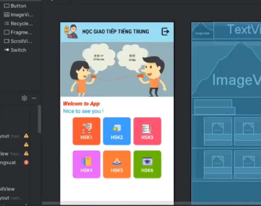 (ANDROID JAVA + SQLITE ) App học tiếng trung từ HSK1 đến HSK6 có cả phần nghe , phiên âm, chữ hán, quản lí từ HSK1 đến HSK6