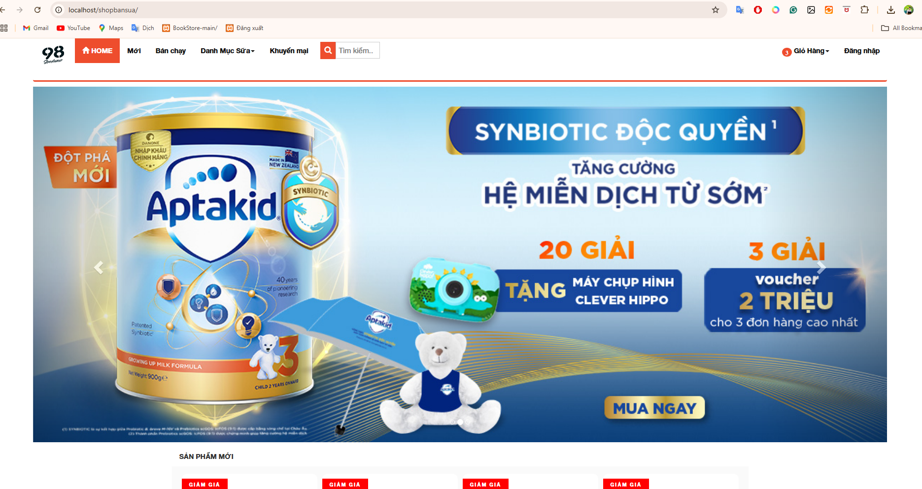 Source code web bán sữa - bán hàng online Php MySql có word báo cáo