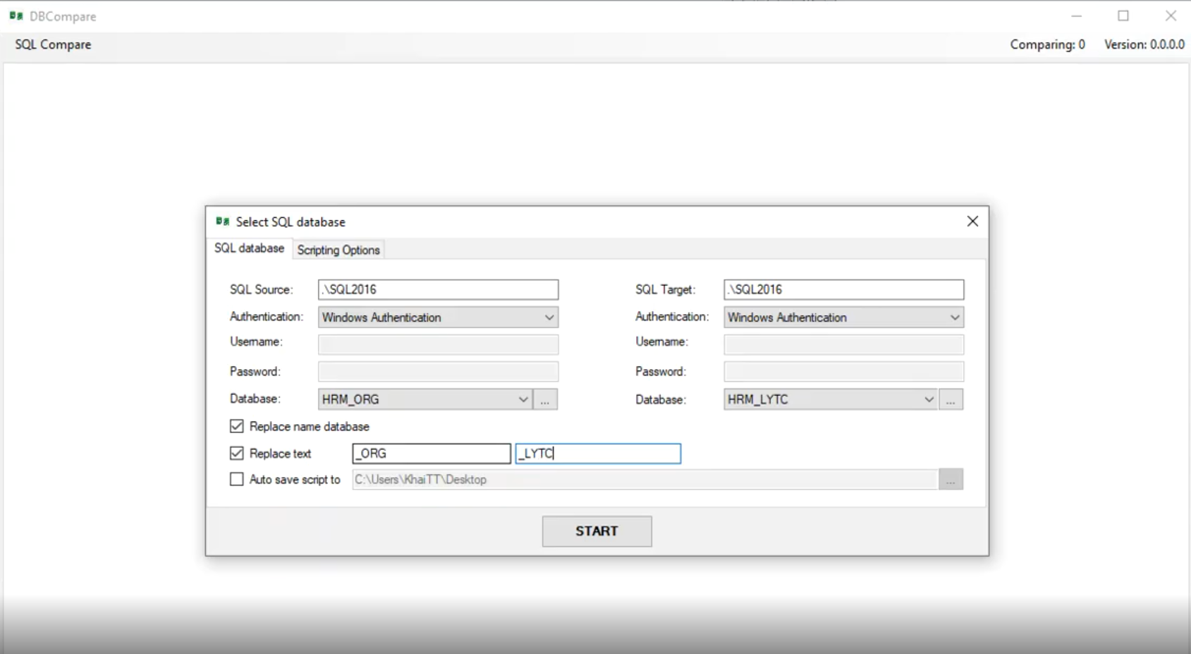 Source code đồng bộ cấu trúc database SQL