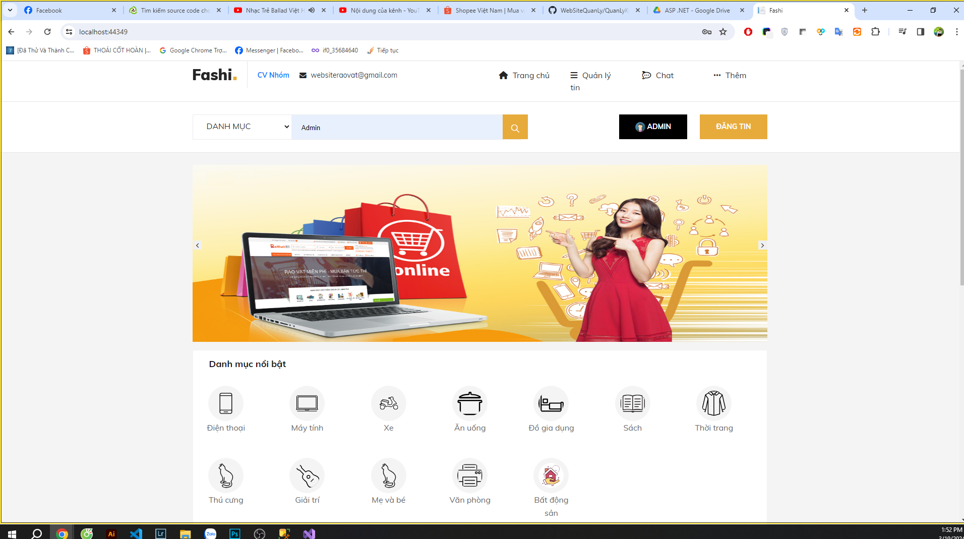 Website BÁN HÀNG RAO VẶT đầy đủ chức năng - ASP.NET Core MVC.