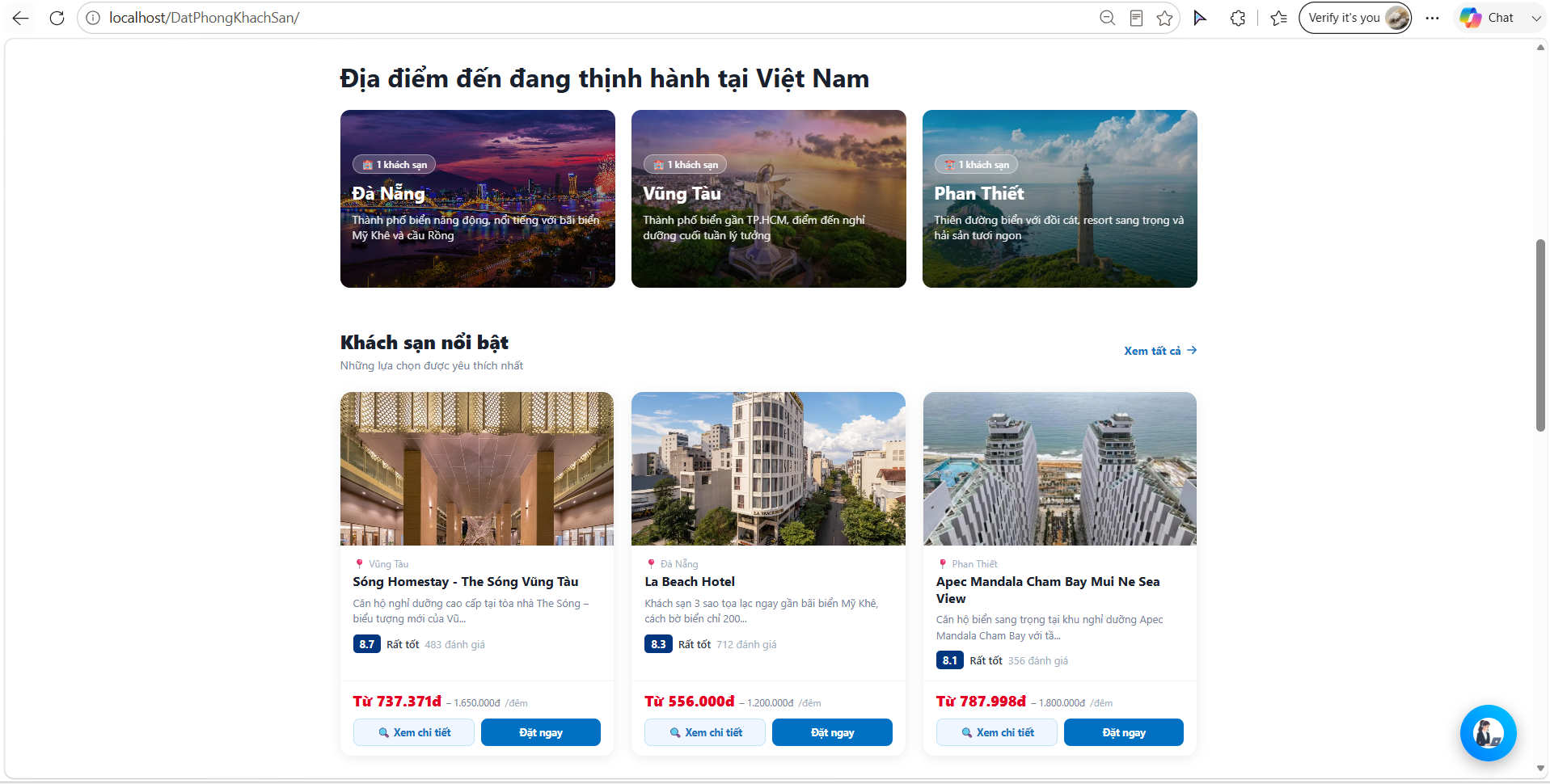 Website đặt phòng khách sạn trực tuyến StayGo ( OTA ) xây dựng bằng PHP thuần và MySQL, tích hợp đầy đủ thanh toán VNPay, MoMo, PayOS, đăng nhập Google, quản trị admin hoàn chỉnh. Phù hợp làm đồ án môn học hoặc dự án thực tế.